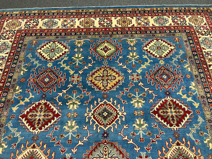 Kazak Light Blue 9X11 Handmade Wool Rug # 14445