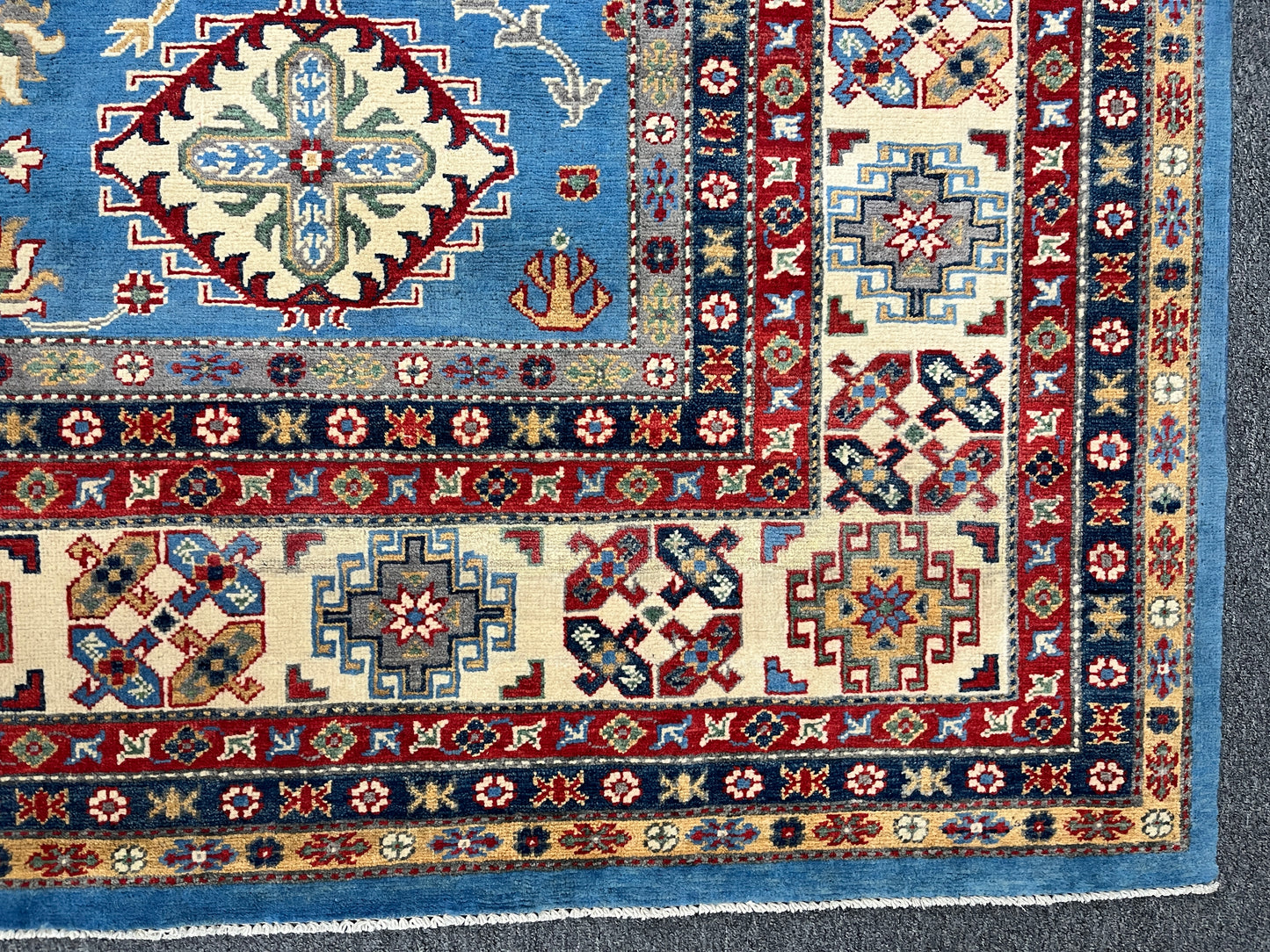 Kazak Light Blue 9X11 Handmade Wool Rug # 14445