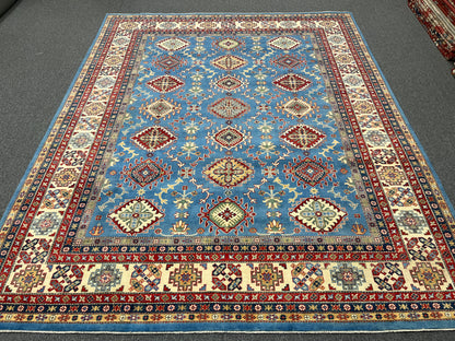 Kazak Light Blue 9X11 Handmade Wool Rug # 14445