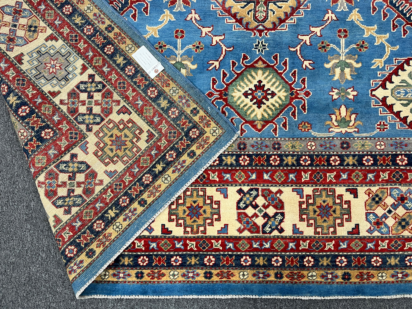 Kazak Light Blue 9X11 Handmade Wool Rug # 14445