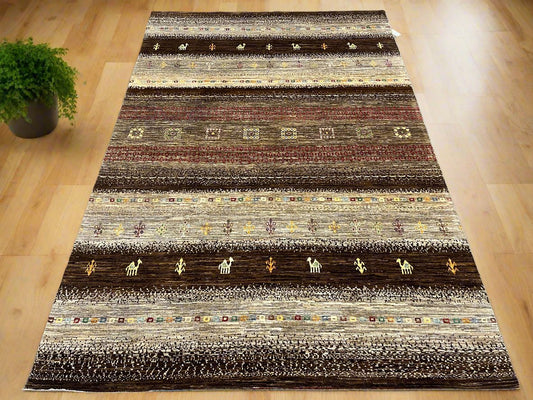 7X10 Gabbeh Loribaft Handmade Wool Tribal Rug # 14431