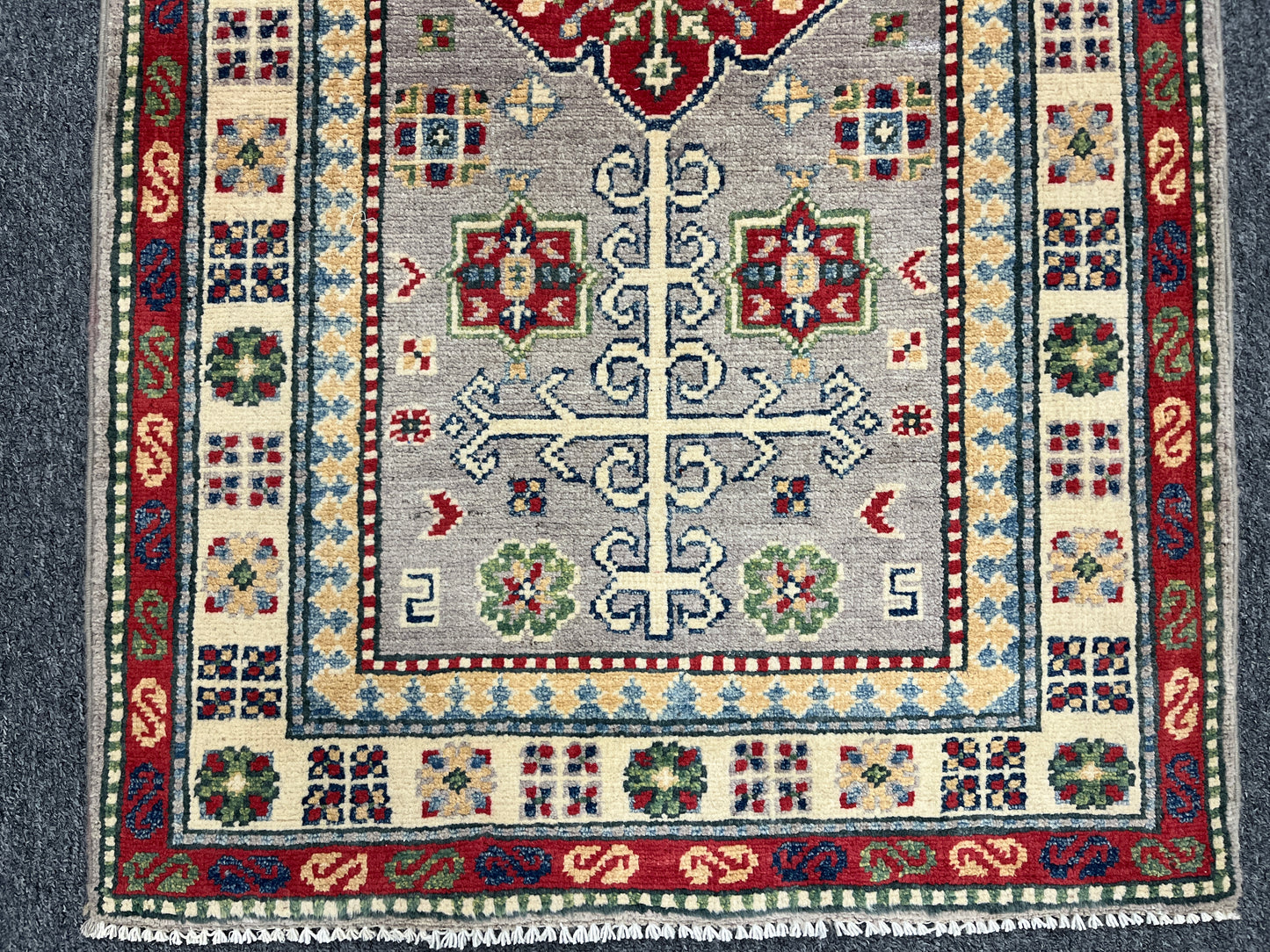 Kazak Gray 2' 5"X9' Handmade Wool Runner Rug # 14479