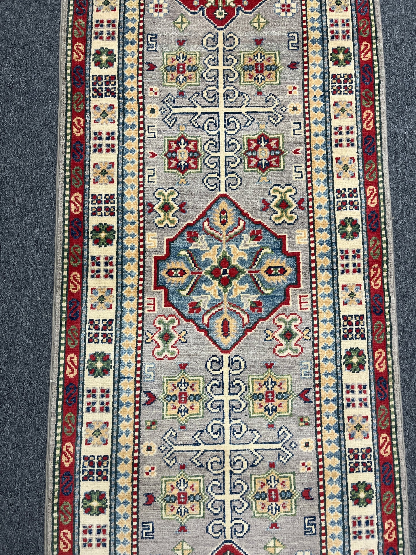 Kazak Gray 2' 5"X9' Handmade Wool Runner Rug # 14479