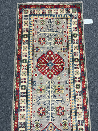 Kazak Gray 2' 5"X9' Handmade Wool Runner Rug # 14479