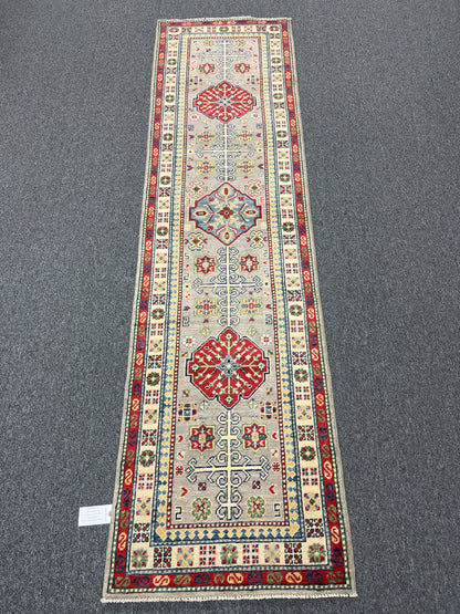 Kazak Gray 2' 5"X9' Handmade Wool Runner Rug # 14479