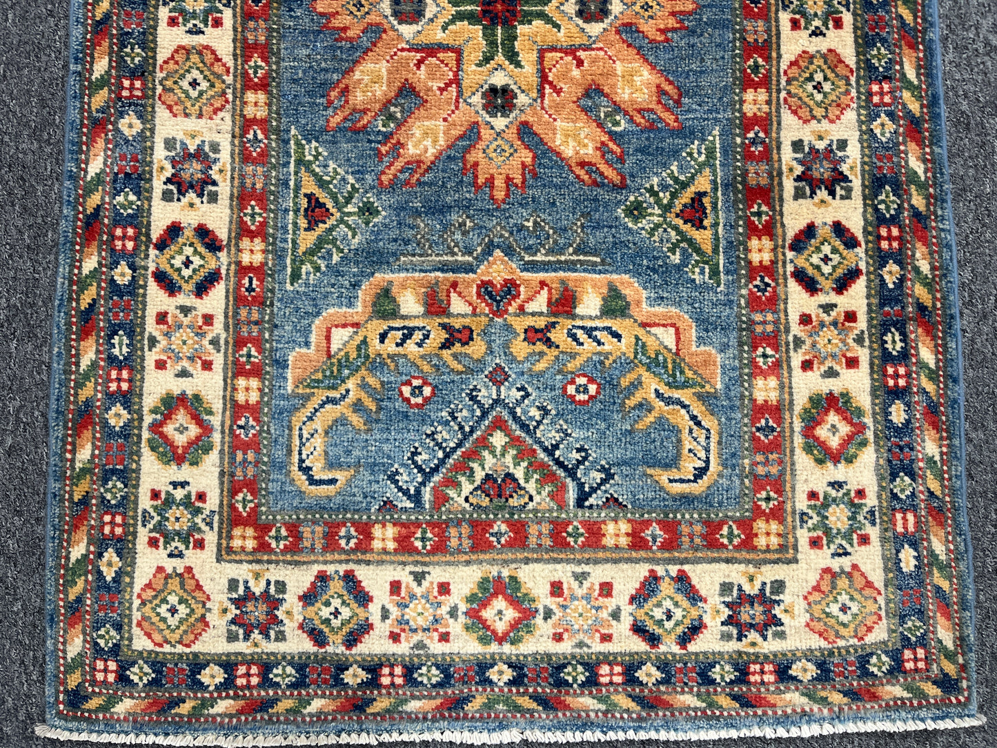 Kazak Light Blue 2' 6"X10' Handmade Wool Runner Rug # 14477