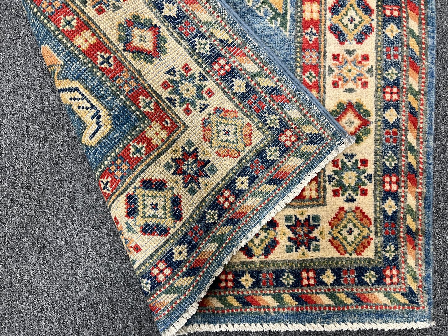 Kazak Light Blue 2' 6"X10' Handmade Wool Runner Rug # 14477