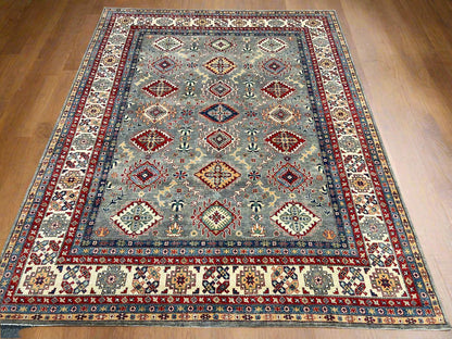 Grey 9X12 kazak hand knotted wool rug # 14447