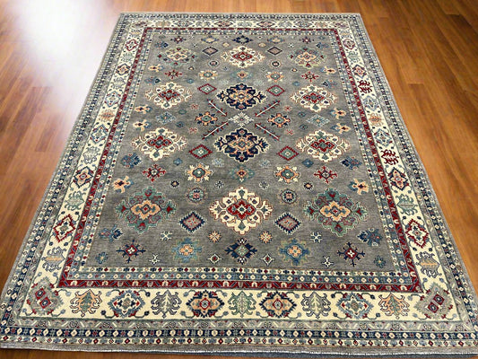 Grey 9X12 Kazak Hand Knotted Wool Rug # 14443