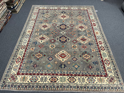 Grey 9X12 Kazak Hand Knotted Wool Rug # 14443