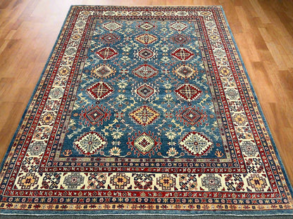 Light Blue 9X12 Kazak Hand Knotted Wool Rug # 14442