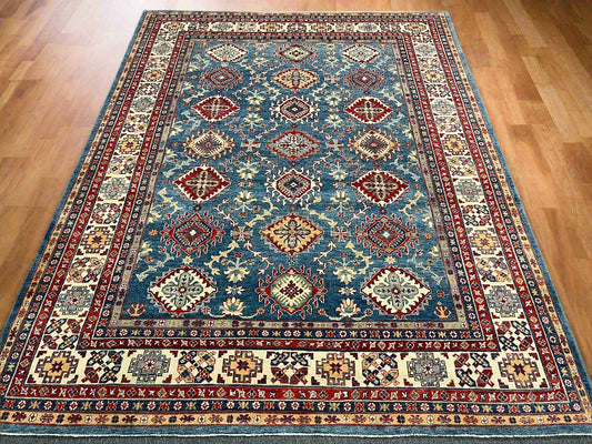 Light Blue 9X12 Kazak Hand Knotted Wool Rug # 14442