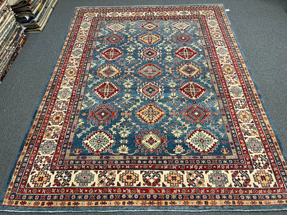 Light Blue 9X12 Kazak Hand Knotted Wool Rug # 14442