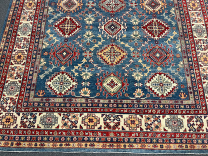 Light Blue 9X12 Kazak Hand Knotted Wool Rug # 14442