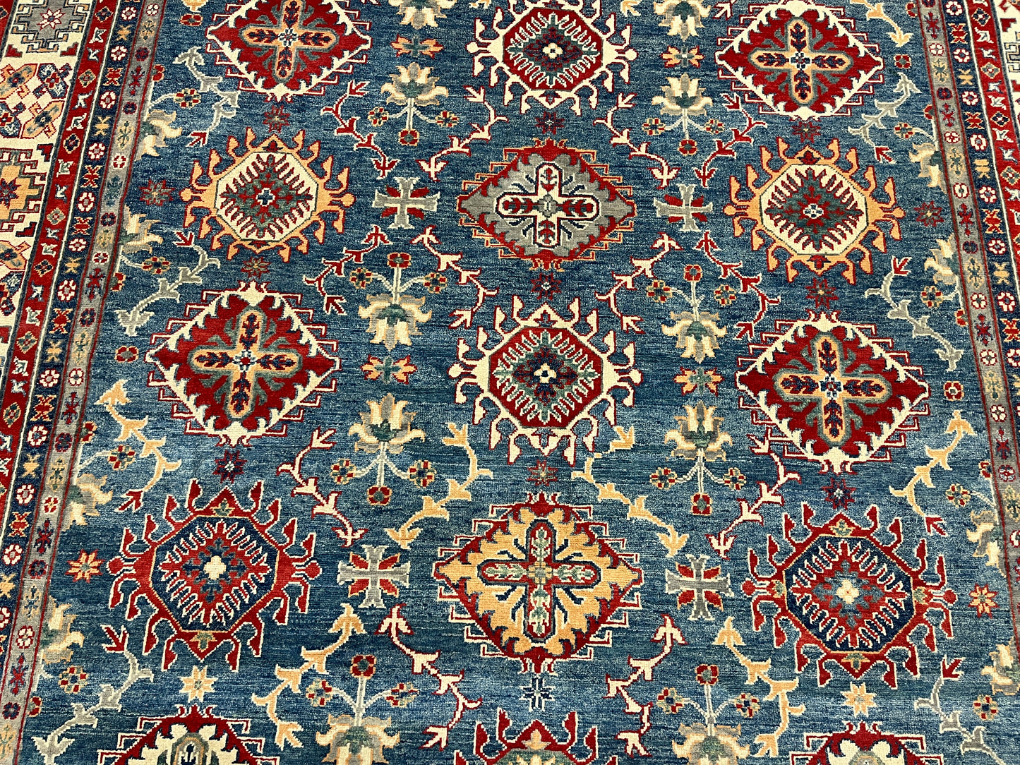 Light Blue 9X12 Kazak Hand Knotted Wool Rug # 14442