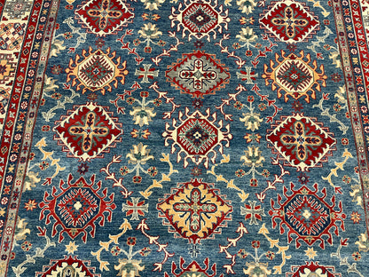 Light Blue 9X12 Kazak Hand Knotted Wool Rug # 14442