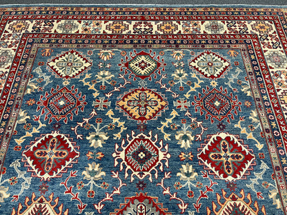 Light Blue 9X12 Kazak Hand Knotted Wool Rug # 14442