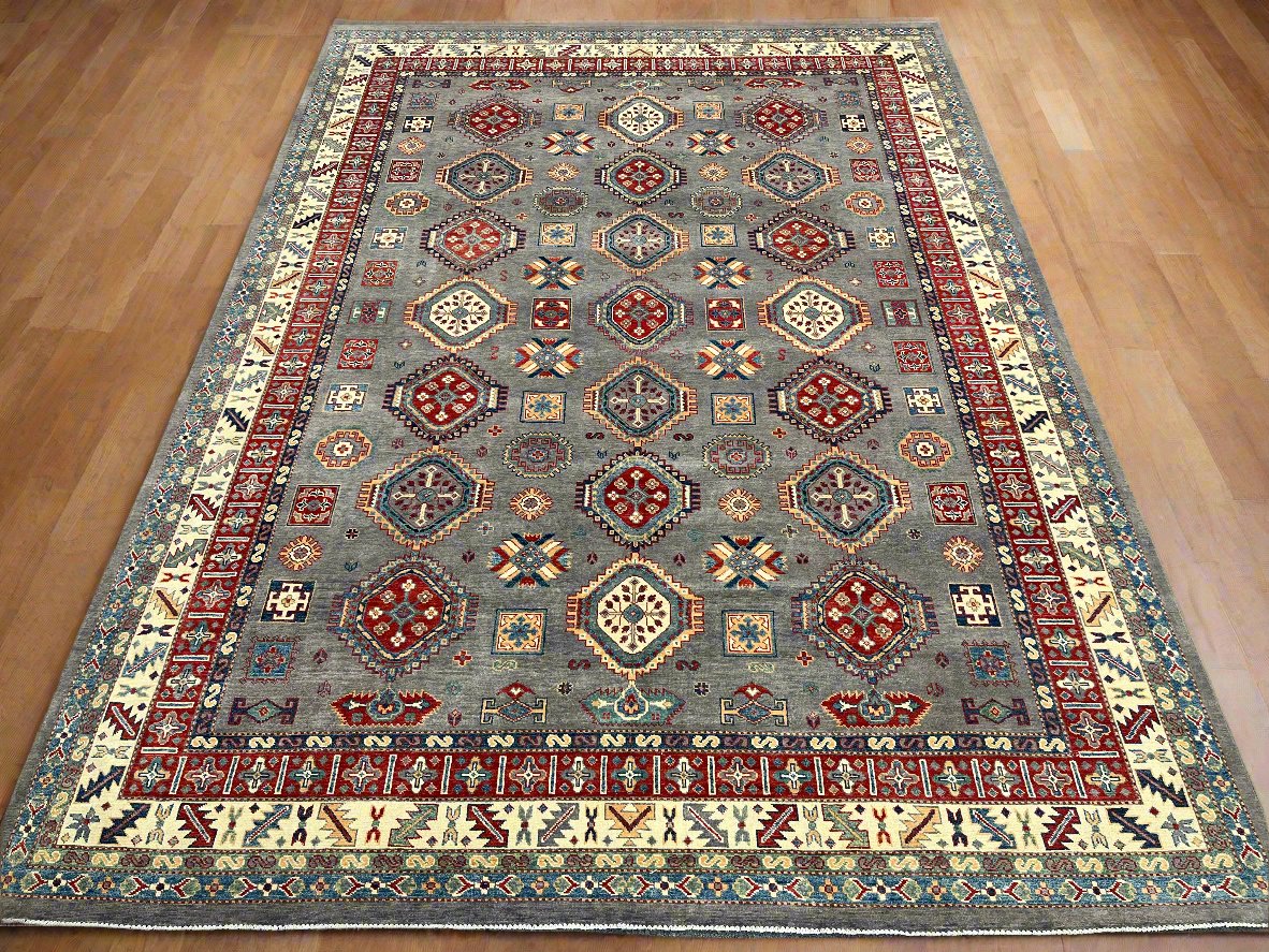 Grey 9X12 Kazak Hand Made Wool Rug # 14457