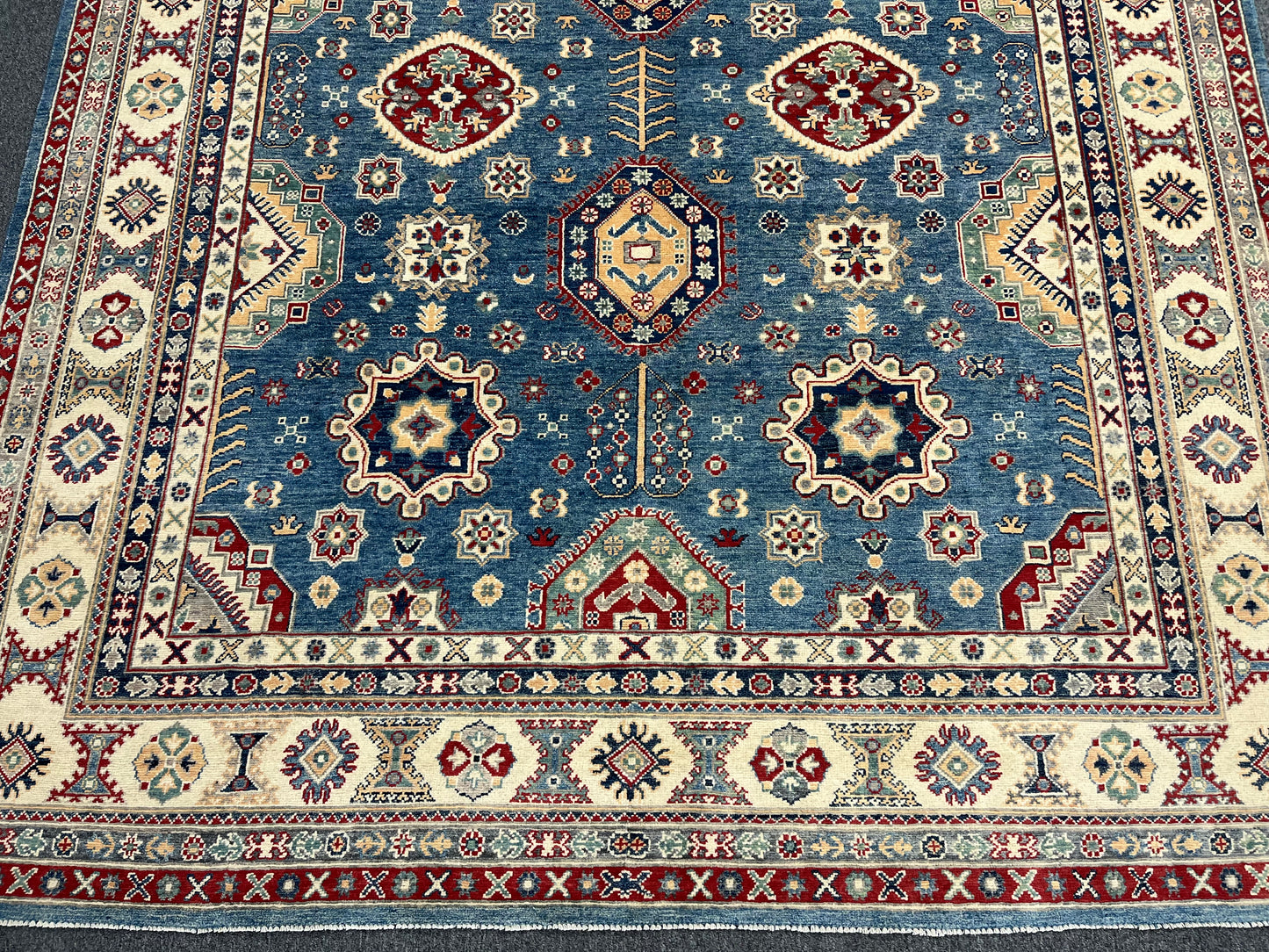 Light Blue 8X10 Kazak Handmade Wool Rug # 14450