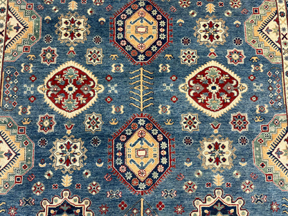 Light Blue 8X10 Kazak Handmade Wool Rug # 14450