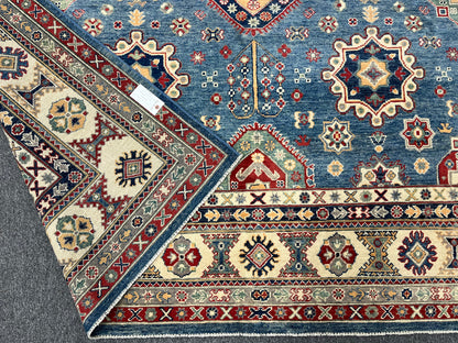 Light Blue 8X10 Kazak Handmade Wool Rug # 14450