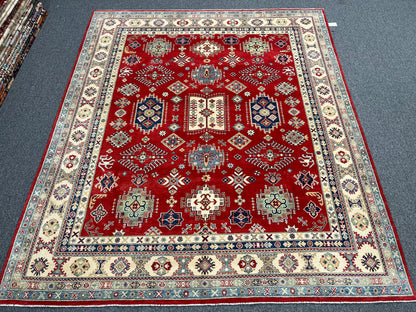 Red 8X10 Kazak Handmade Wool Rug # 14456