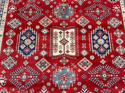 Red 8X10 Kazak Handmade Wool Rug # 14456