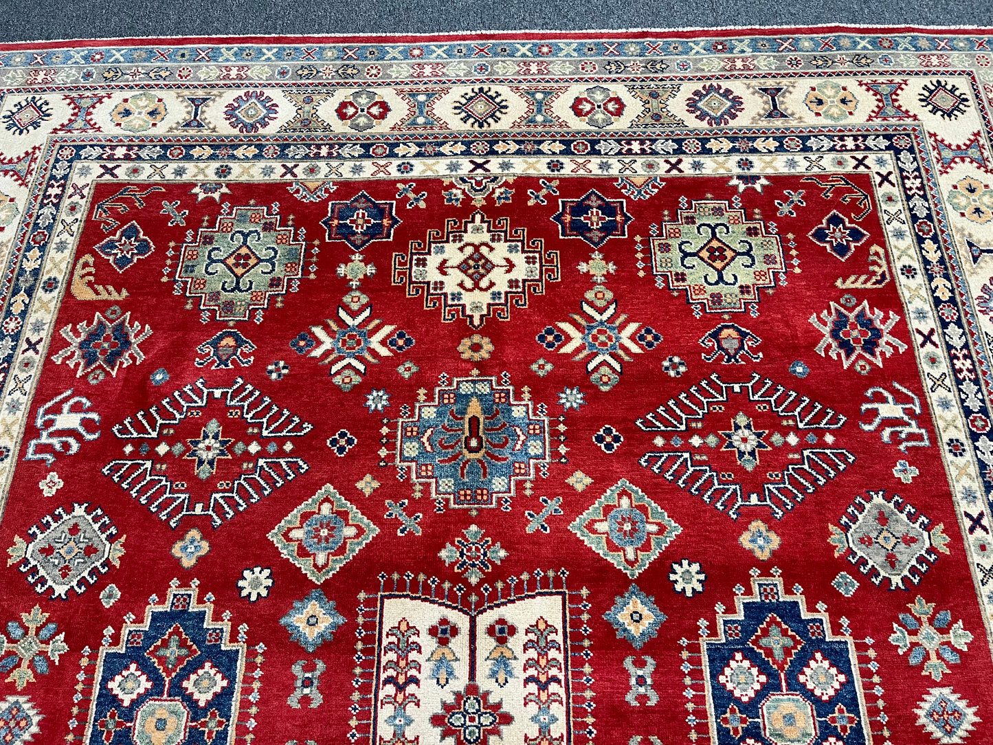 Red 8X10 Kazak Handmade Wool Rug # 14456