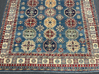 Blue 8X10 Kazak Handmade Wool Rug # 14441