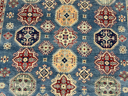 Blue 8X10 Kazak Handmade Wool Rug # 14441