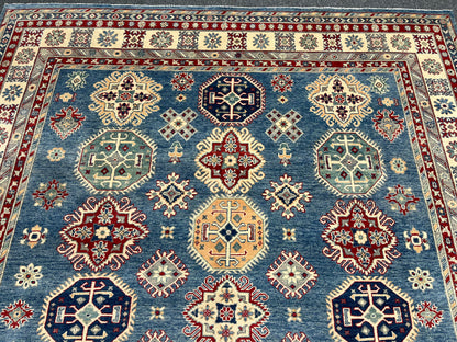 Blue 8X10 Kazak Handmade Wool Rug # 14441