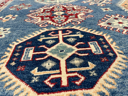 Blue 8X10 Kazak Handmade Wool Rug # 14441