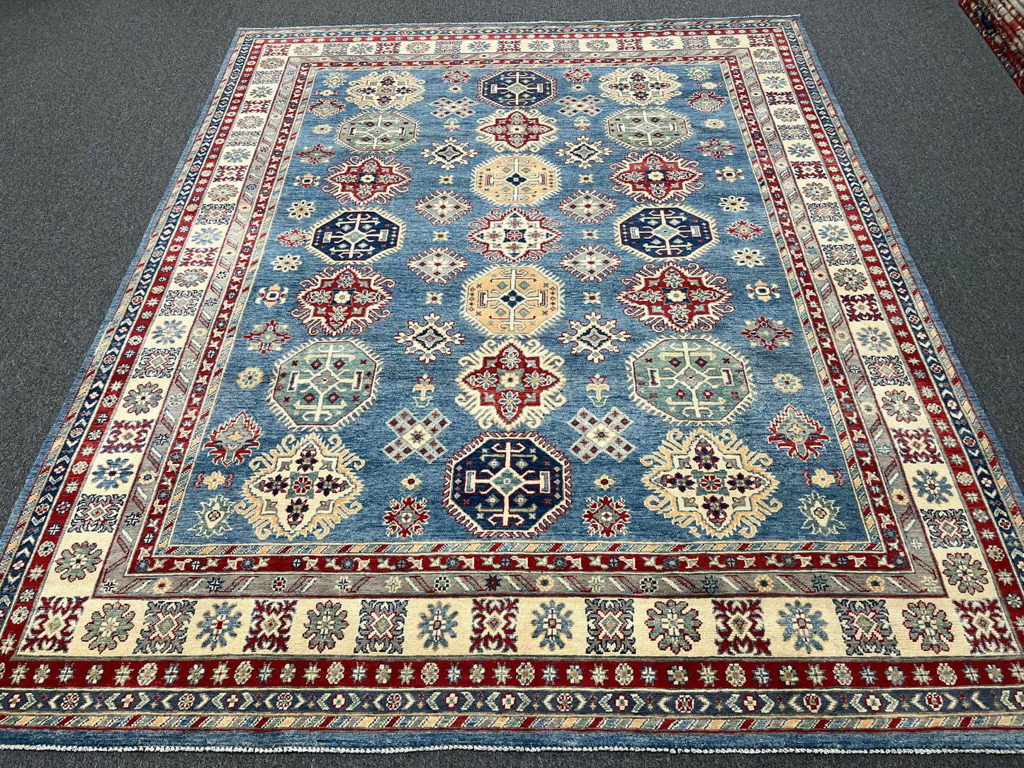 Blue 8X10 Kazak Handmade Wool Rug # 14441