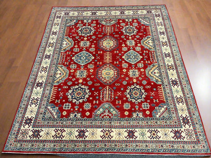 Red Kazak 8X10 Hand knotted Wool Rug # 14458