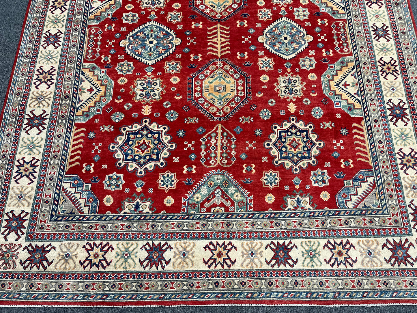 Red Kazak 8X10 Hand knotted Wool Rug # 14458