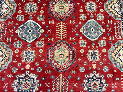 Red Kazak 8X10 Hand knotted Wool Rug # 14458