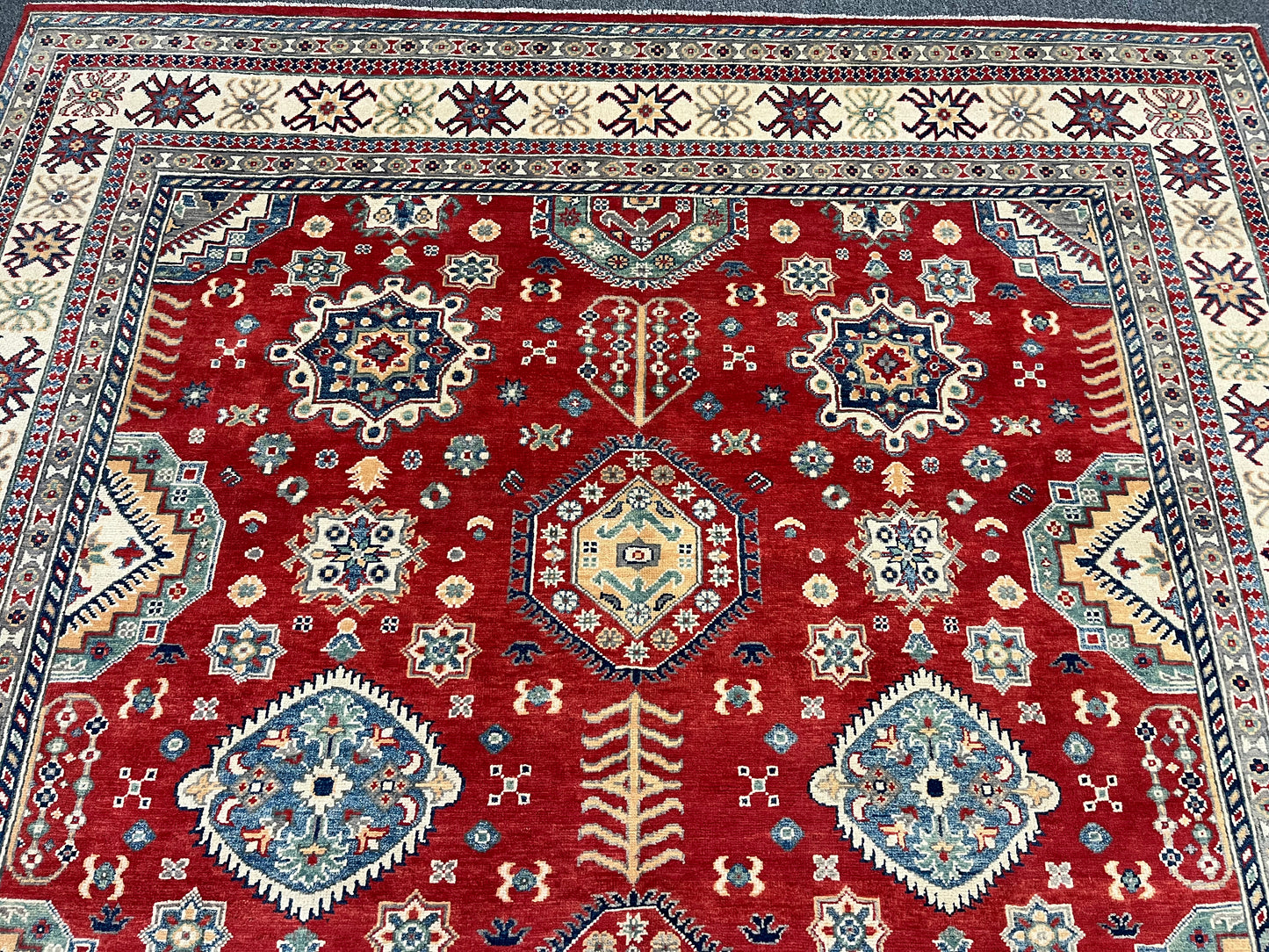 Red Kazak 8X10 Hand knotted Wool Rug # 14458