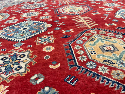 Red Kazak 8X10 Hand knotted Wool Rug # 14458