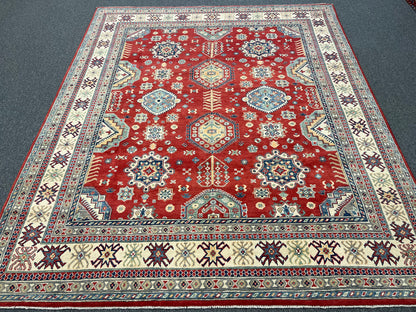 Red Kazak 8X10 Hand knotted Wool Rug # 14458