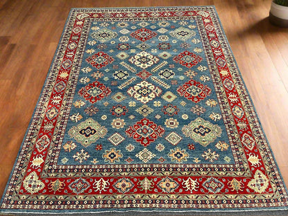 Light Blue Kazak 9x12 Hand knotted Wool Rug # 14454