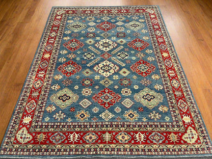 Light Blue Kazak 9x12 Hand knotted Wool Rug # 14454