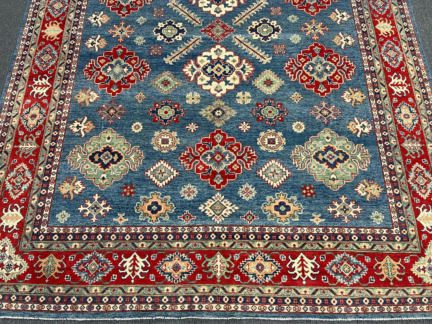 Light Blue Kazak 9x12 Hand knotted Wool Rug # 14454