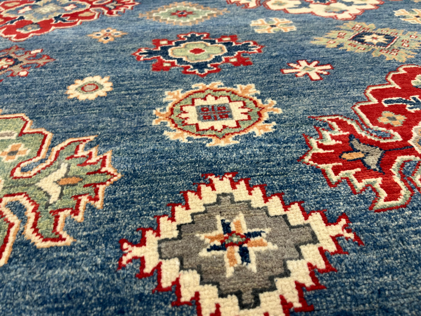 Light Blue Kazak 9x12 Hand knotted Wool Rug # 14454