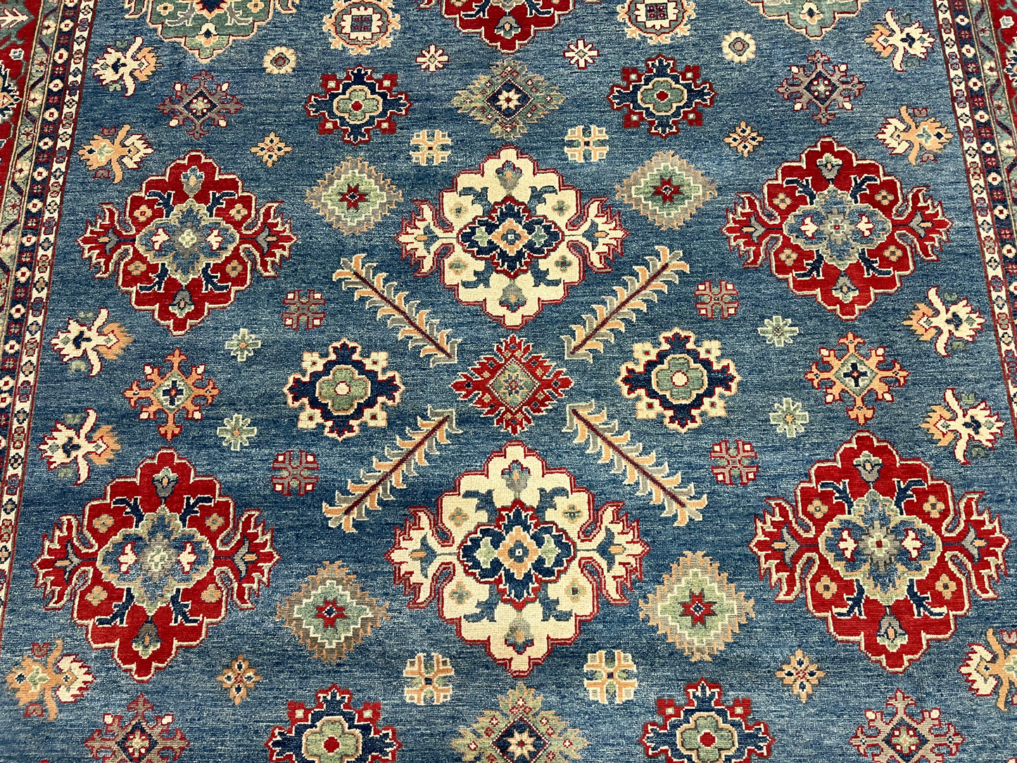 Light Blue Kazak 9x12 Hand knotted Wool Rug # 14454