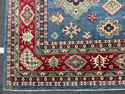 Light Blue Kazak 9x12 Hand knotted Wool Rug # 14454