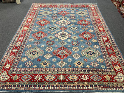 Light Blue Kazak 9x12 Hand knotted Wool Rug # 14454