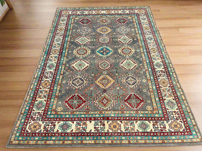 Silver Gray 9x12 Kazak Hand knotted Wool Rug # 14455