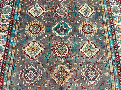 Silver Gray 9x12 Kazak Hand knotted Wool Rug # 14455