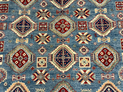 Light Blue Kazak 8X10 Hand knotted Wool Rug # 14440