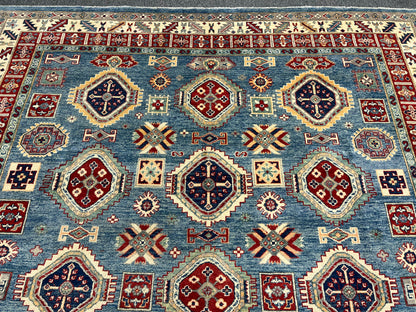 Light Blue Kazak 8X10 Hand knotted Wool Rug # 14440